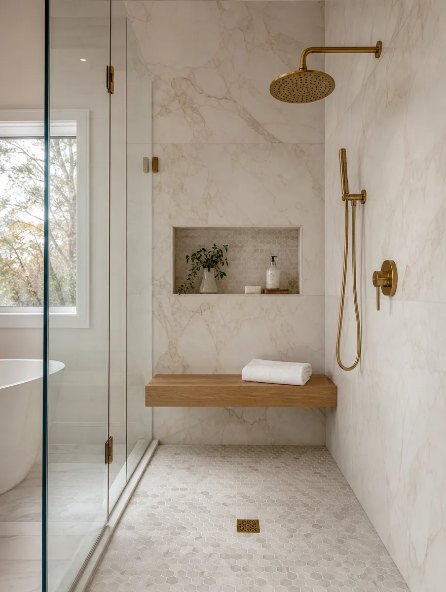 Custom tiled walk-in shower by QWR in Newnan, GA